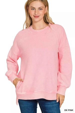 Full Size Acid Washed Double Ribbed Hi-low Sweatshirt Plus Size DK PINK fc0e7da13fad468fb3e80ebebc05007e-Max-Origin