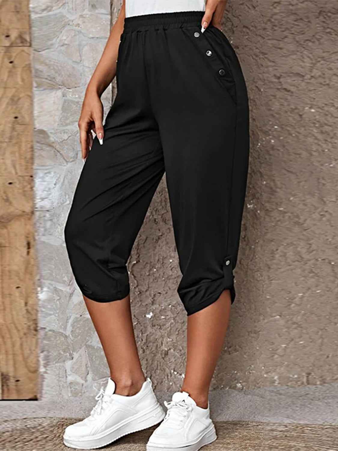 Full Size Roll-Tab Capris Pants fc0f0ea6560b4712a4d85c6da33ca925-Max