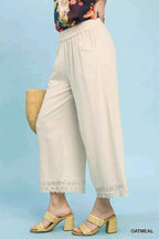 Umgee Linen Wide Leg Cropped Pants with Lace Trim fc1b603f-fbfa-414a-b5df-99e88997cf2e-Max-Origin