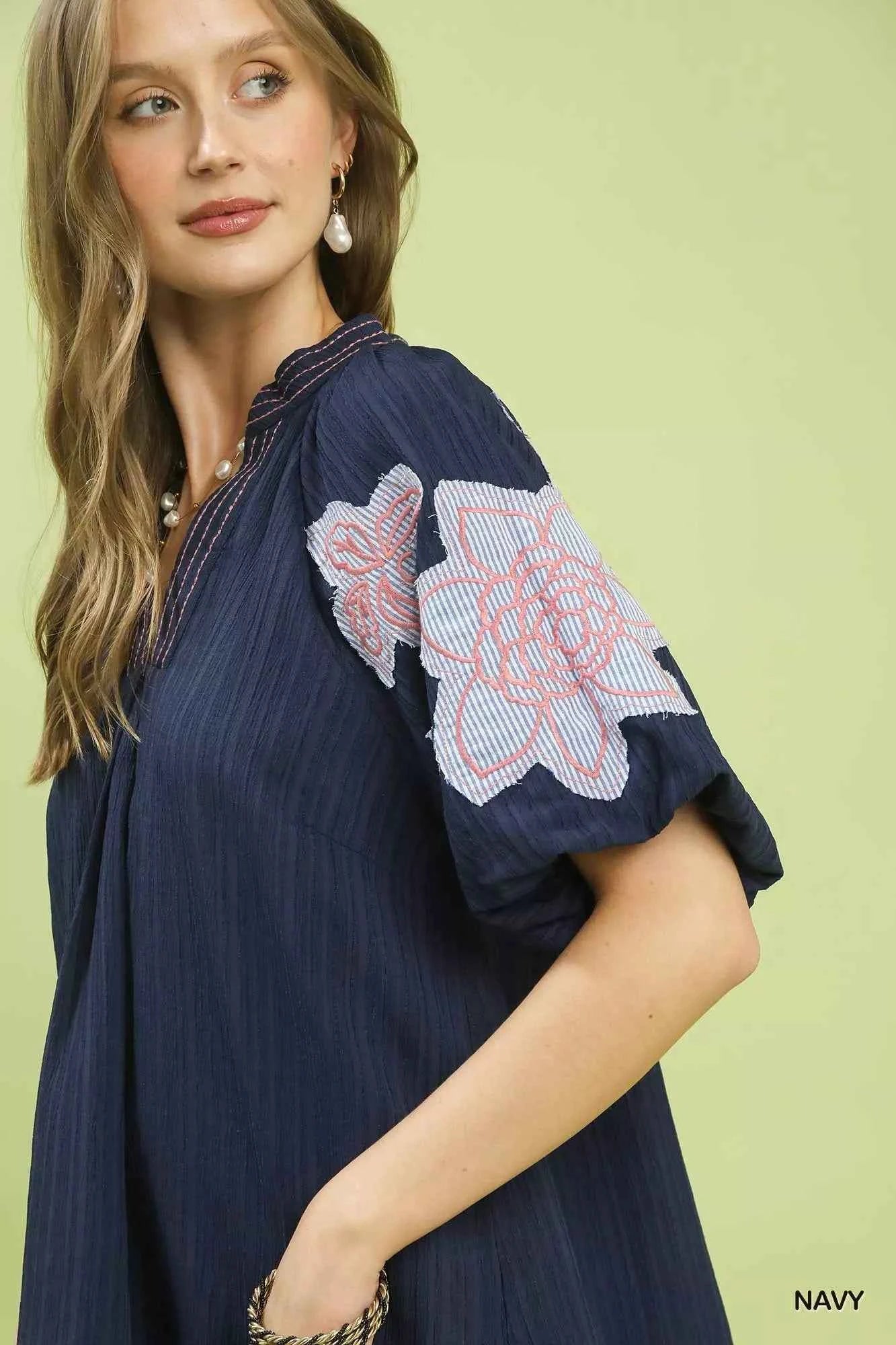 Umgee Embroidered Balloon Sleeve Notch Neck Blouse fc1c69ed-8d71-4f0b-8694-281323f4c913-Max-Origin