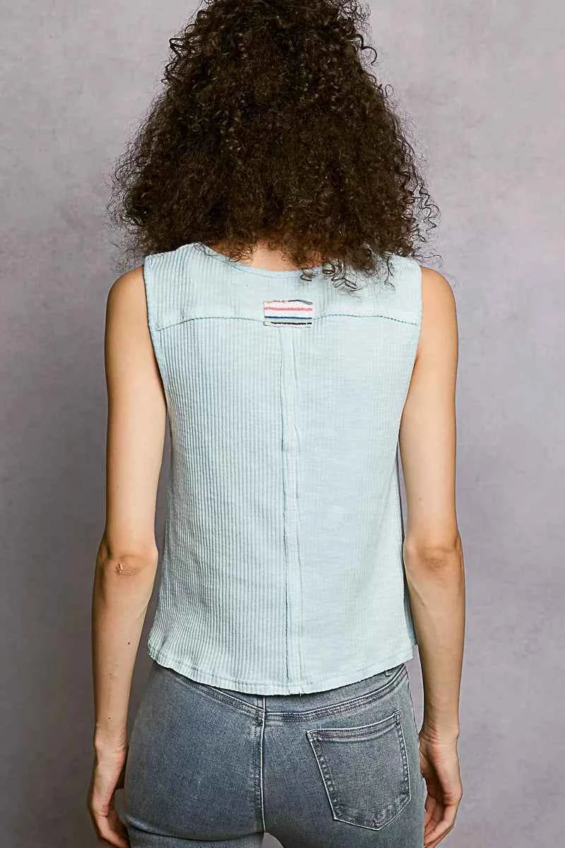 POL Round Neck Stud Point Ribbed Tank with Stripped Star Patch fc1f1691-f136-4fd2-b842-e0fa5d60a222-Max-Origin