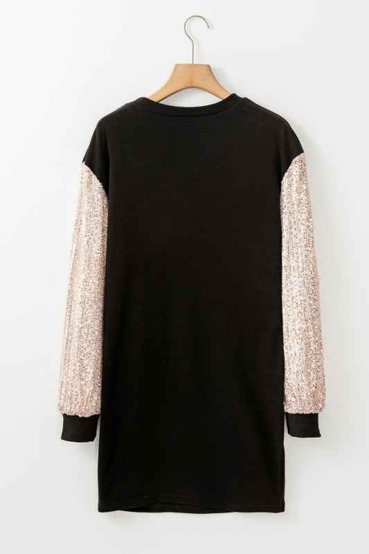 Valentine Sequin Patchwork Puff Sleeve Mini Dress fc20011b-0112-49e4-995e-187817f32fb0
