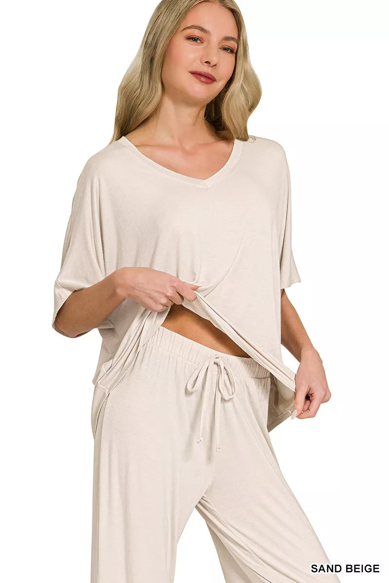 Zenana V-Neck Oversized Top & Pants Set fc283a993e654f22be5ede8ec8058235-Max-Origin