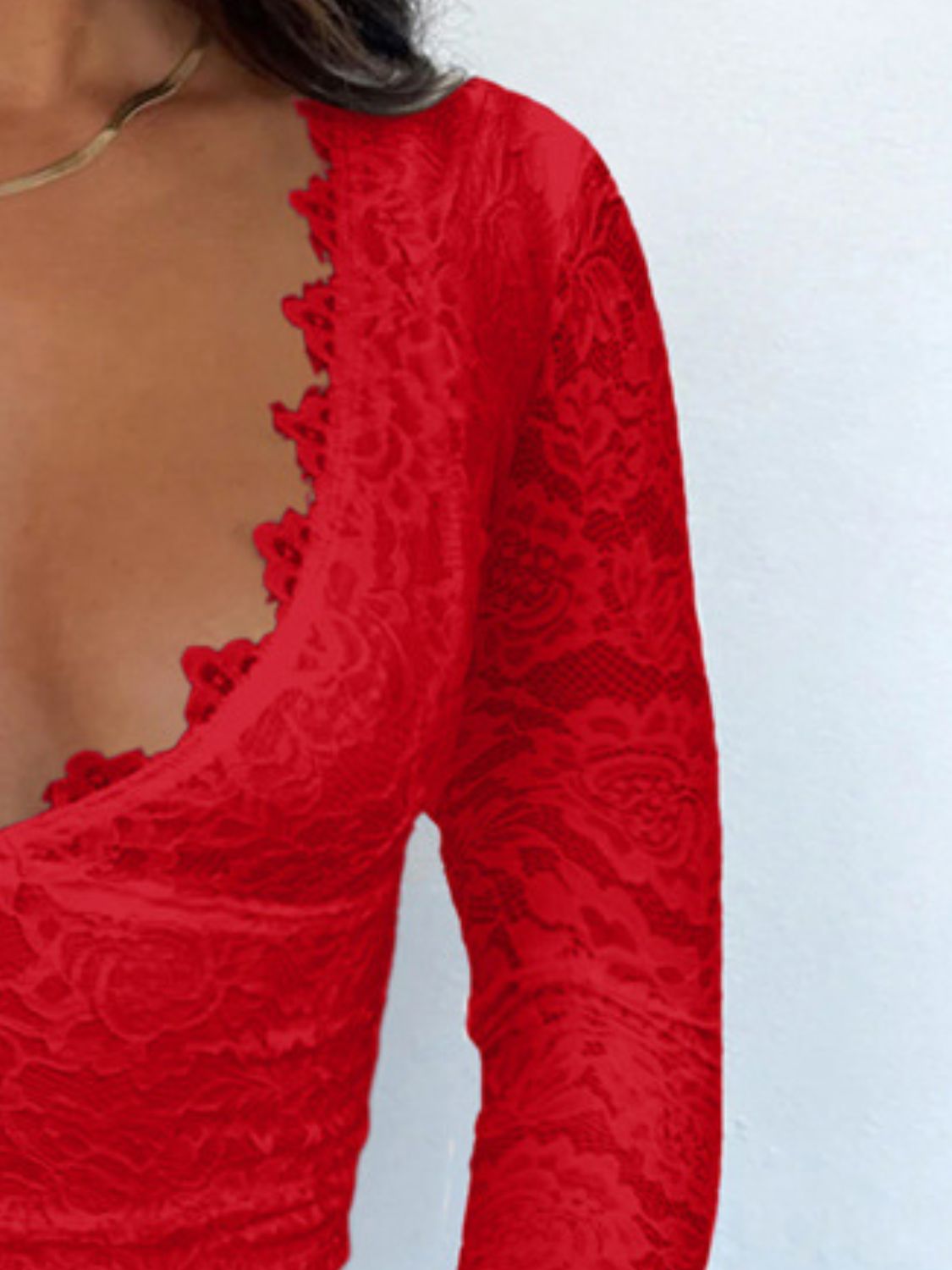 Devine V-Neck Long Sleeve Lace Top