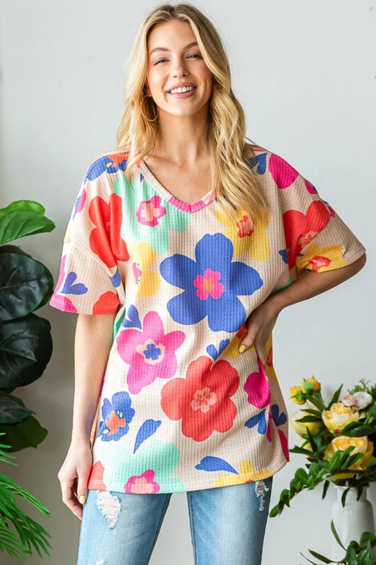 Full Size Floral V-Neck Side Slit T-Shirt fc2c0f92-e0a1-4d1b-b32f-ef18c1144c79-Max