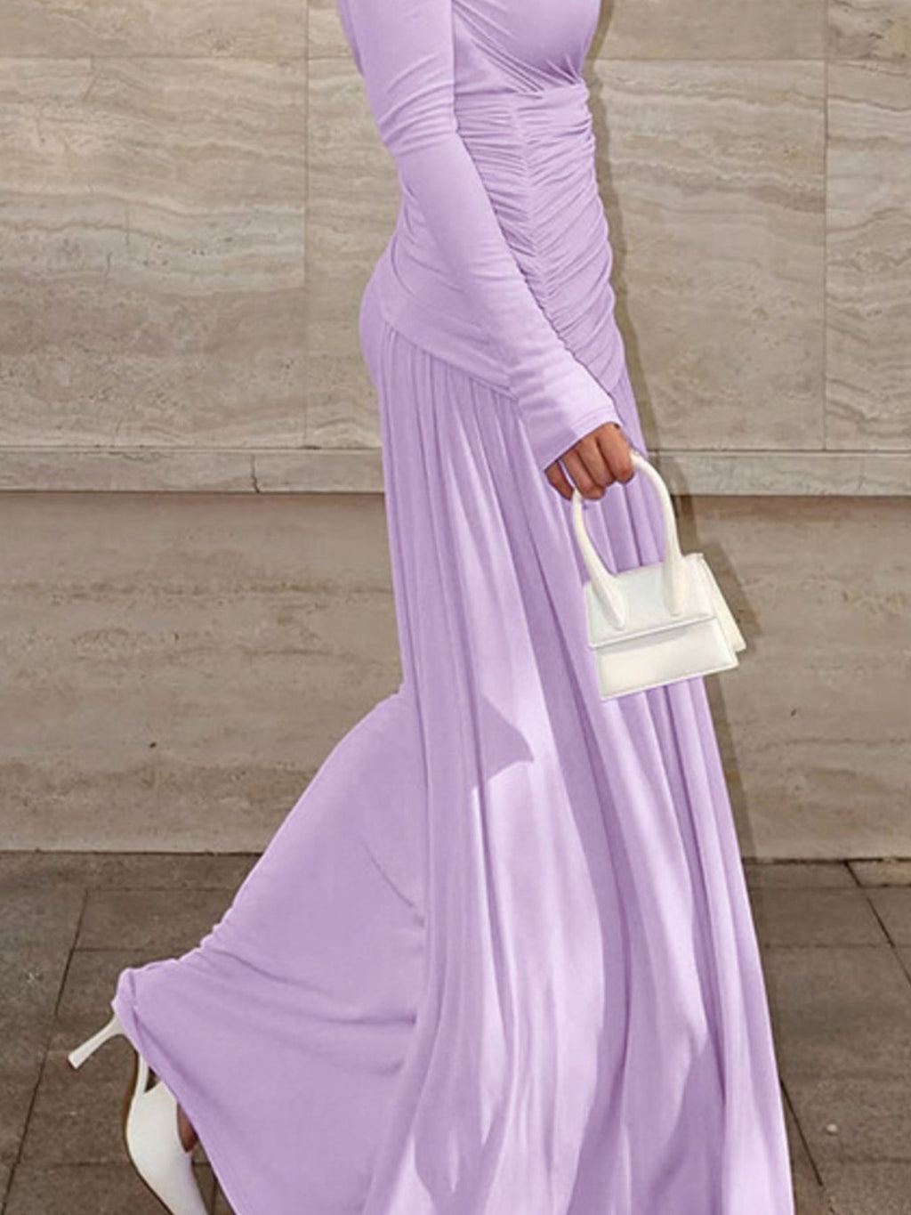 Ruched Long Sleeve Mermaid Maxi Dress fc3c50db-dd34-4a44-908b-43a93811c90d-Max