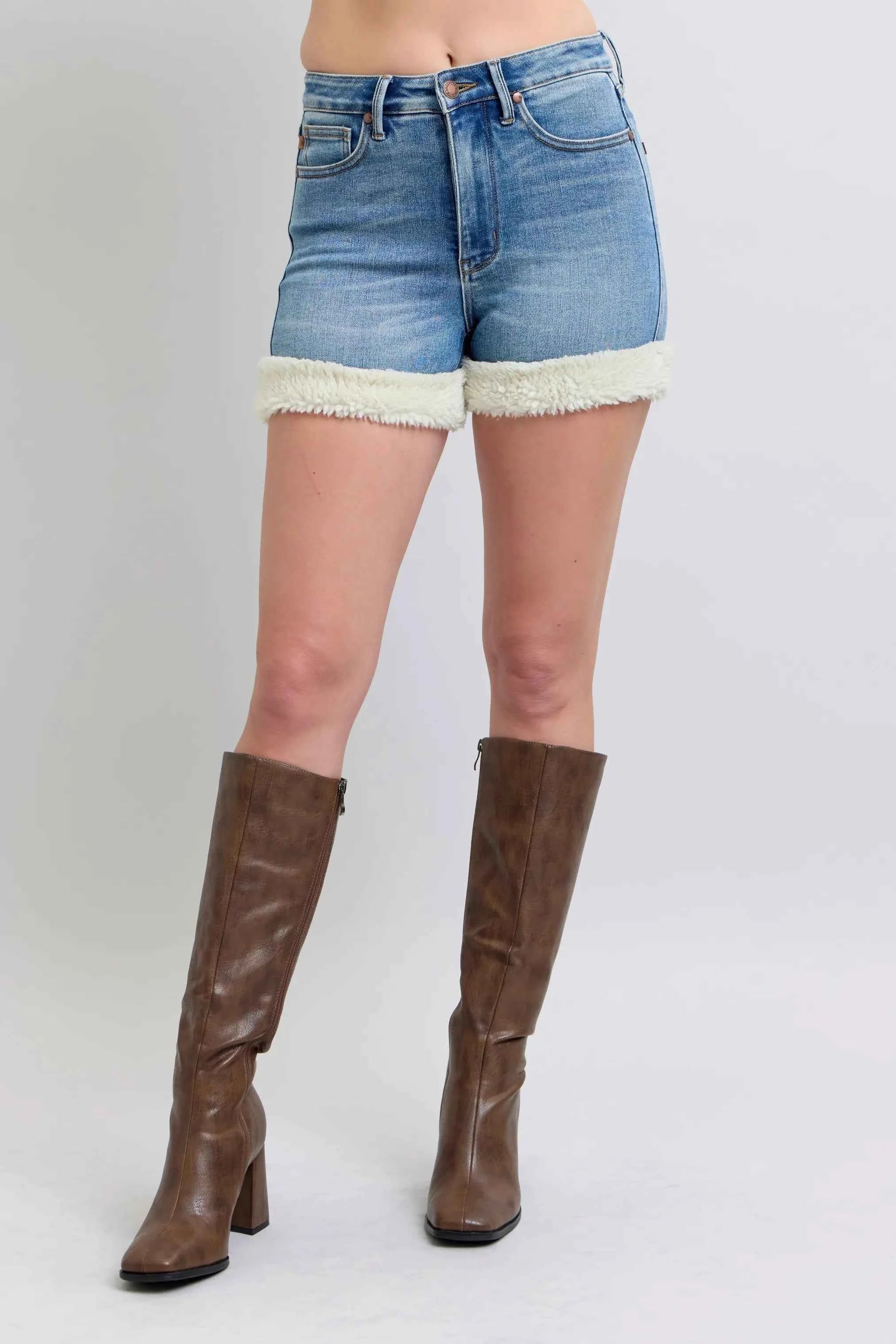 Judy Blue Full Size Hw Tummy Control Shearling Cuff Denim Shorts Plus Size fc3f70df306e4d76a67f549626f5ece1-Max-Origin