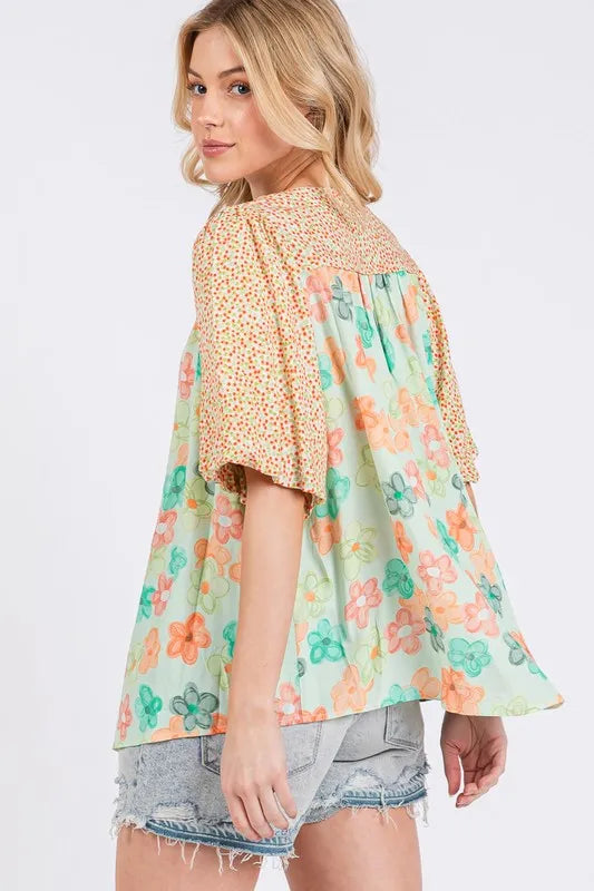 SAGE+FIG Button Down Bubble Sleeves Shirt fc474300-8440-4e72-91dc-eaf2c36f02bc-Max