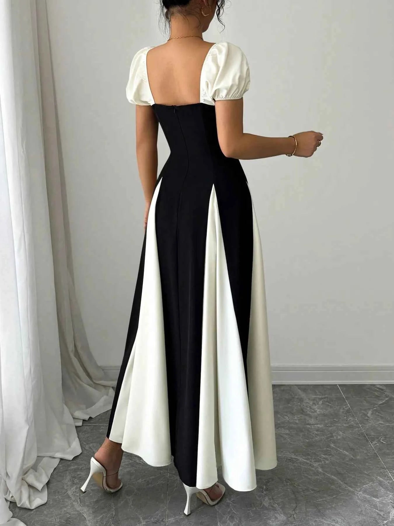 Contrast Puff Sleeve Midi Dress fc48b845-5336-4686-8bc0-d181dc8bb479-Max-Origin