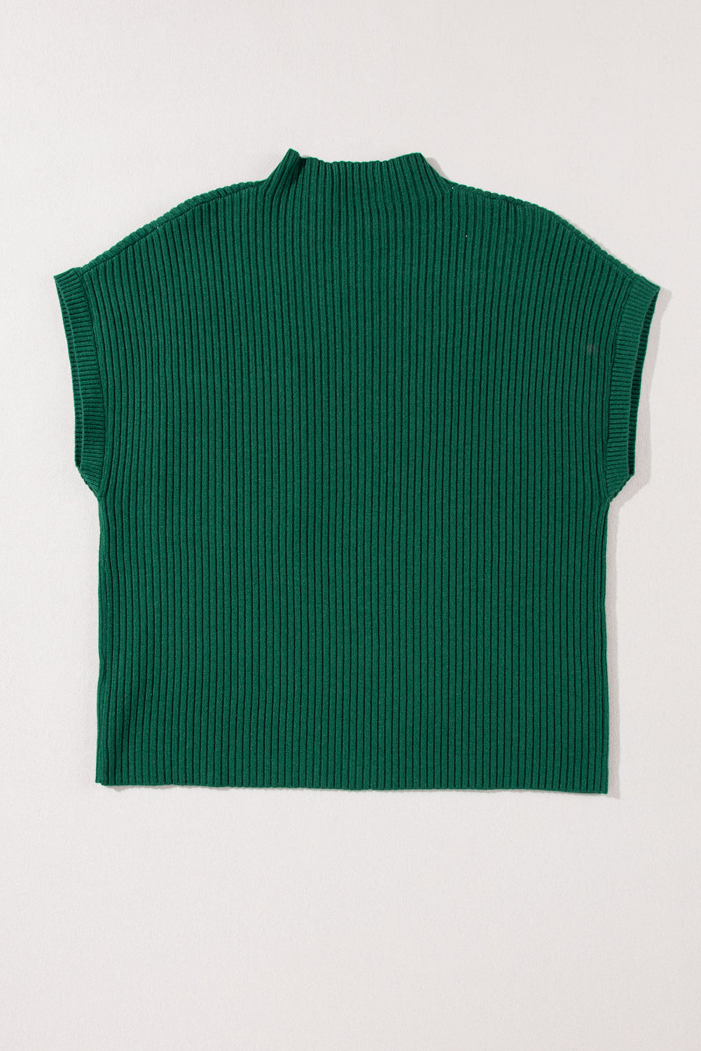 Green Patch Pocket Ribbed Knit Short Sleeve Sweater fc49b15952c6b143