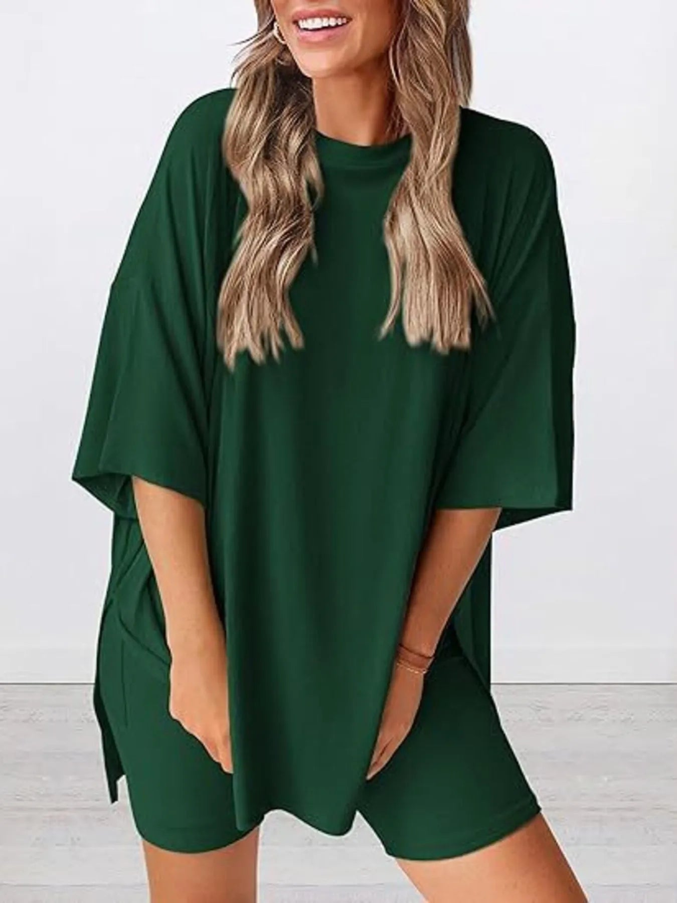Full Size Oversized Slit Round Neck Top and Shorts Lounge Set Plus Size fc4a30fbb25646e098c7bf6c4f2c549f-Max-Origin