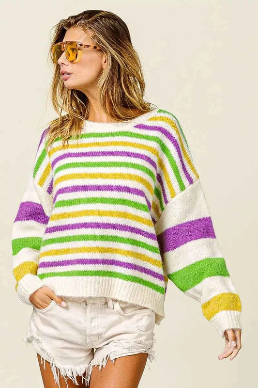 BiBi Mardi Gras Colors Stripe Comfy Sweater IVORY MULTI fc53357384784f1d8d118e88b6eed8b3-Max-Origin