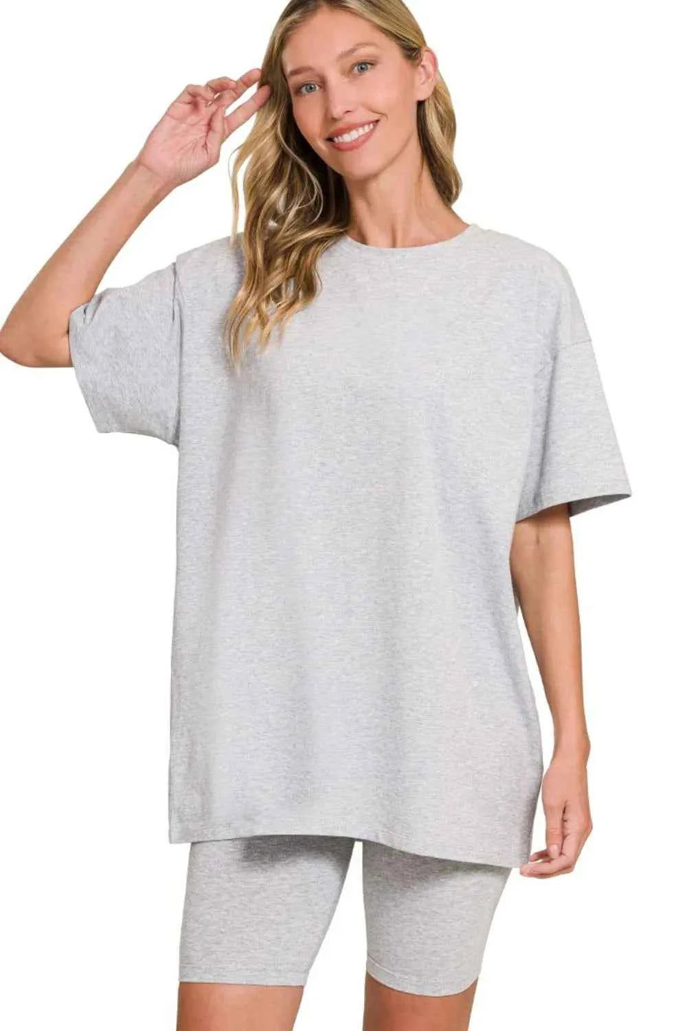 Cotton Round Neck Top & Biker Shorts H GREY fc5eca19-929b-4fc9-9591-c06f42b5395a-Max-Origin