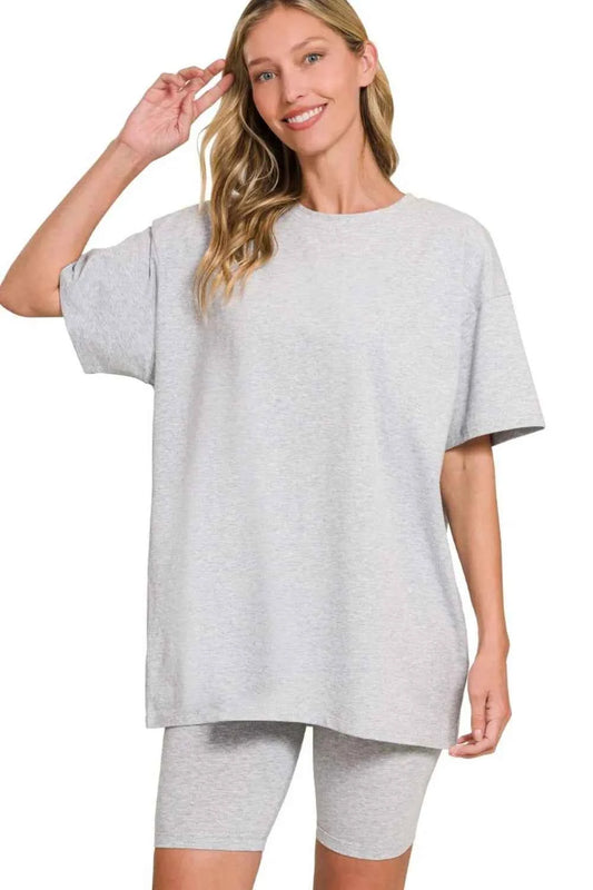 Cotton Round Neck Top & Biker Shorts H GREY fc5eca19-929b-4fc9-9591-c06f42b5395a-Max-Origin