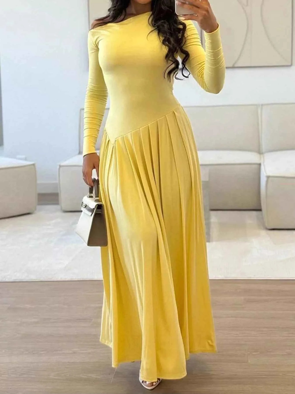 Ruched One Shoulder Long Sleeve Dress fc6a95d2-3957-46f5-8159-6b132f6e0ffe-Max-Origin