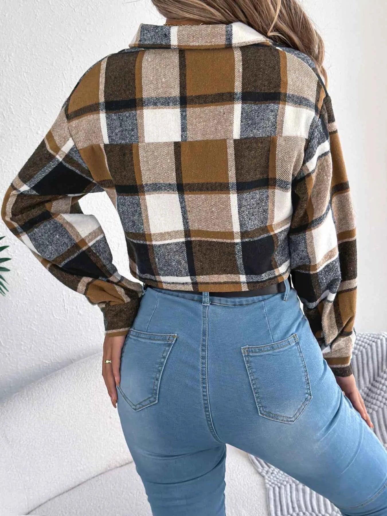 Plaid Button Up Cropped Jacket fc6c9d26-d251-48e6-bad0-680606060d2b-Max-Origin