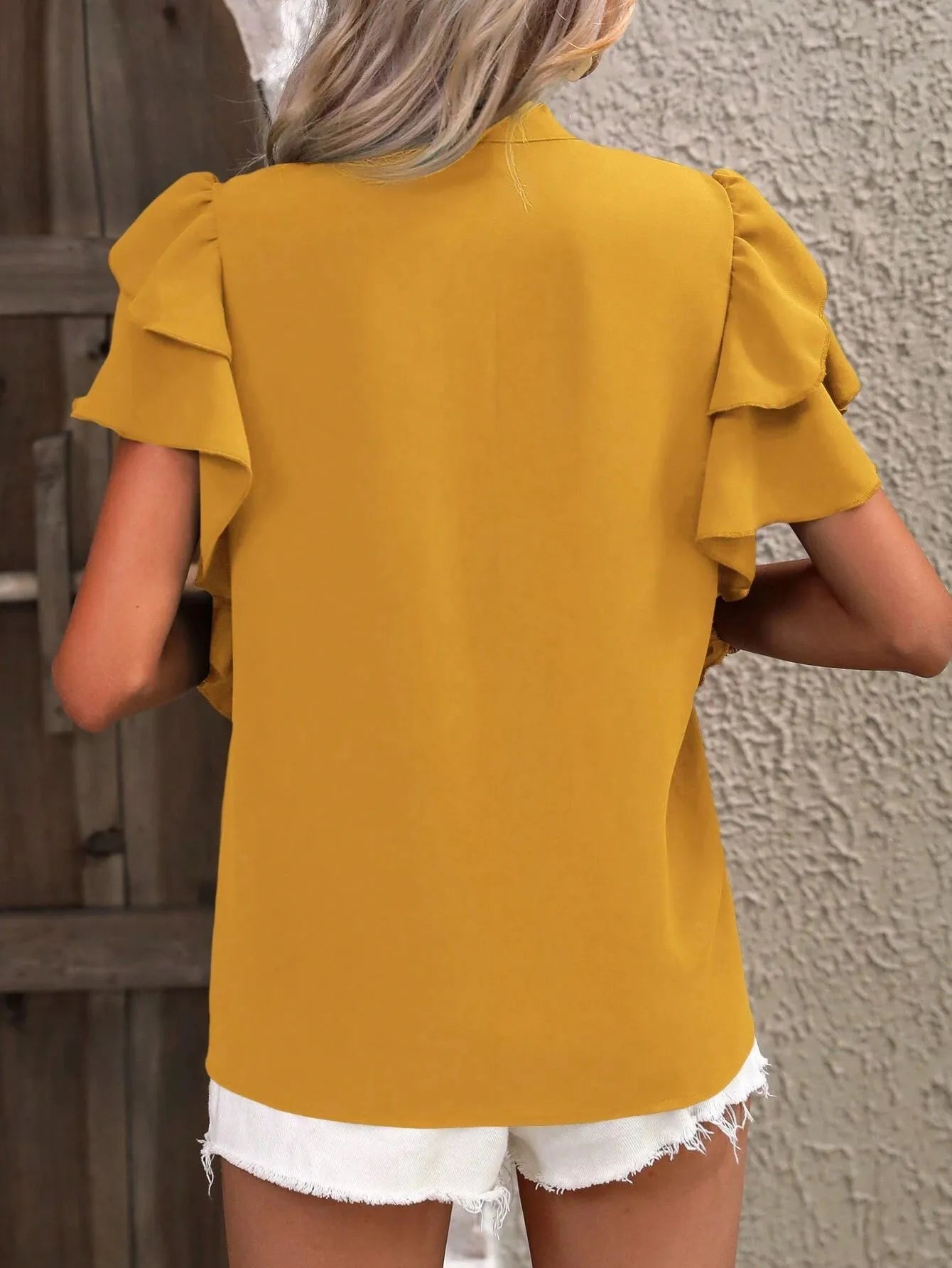 Ruffle Sleeve Notched Blouse fc7139b8-daee-4663-9205-4c548b4dc084-Max-Origin