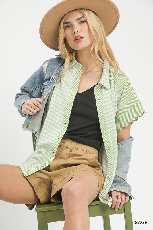 Mixed Gingham Short Sleeve Shirt fc7c2714-05dd-4841-85a1-7648c58c631f-Max
