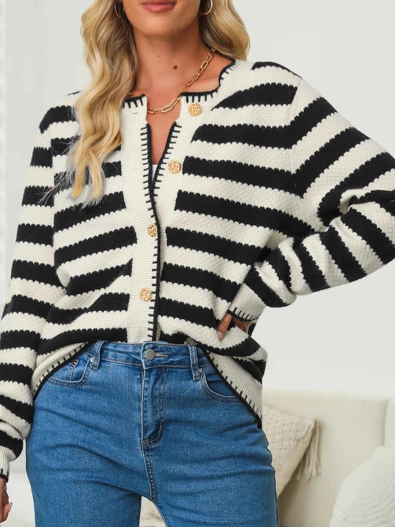 Button Down Striped Long Sleeve Cardigan fc7d8498-aec7-438d-a986-4118bfb61445-Max-Origin
