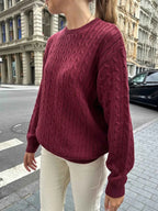 Cable-Knit Round Neck Pullover Sweater fc89b639c14e4e68a4a5f6018809bca1-Max-Origin