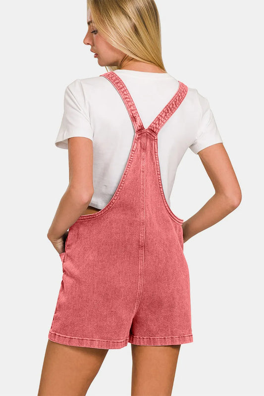 Washed Knot Strap Rompers fc9613c8-1c06-4a66-9c93-8e0cda7e4010-Max