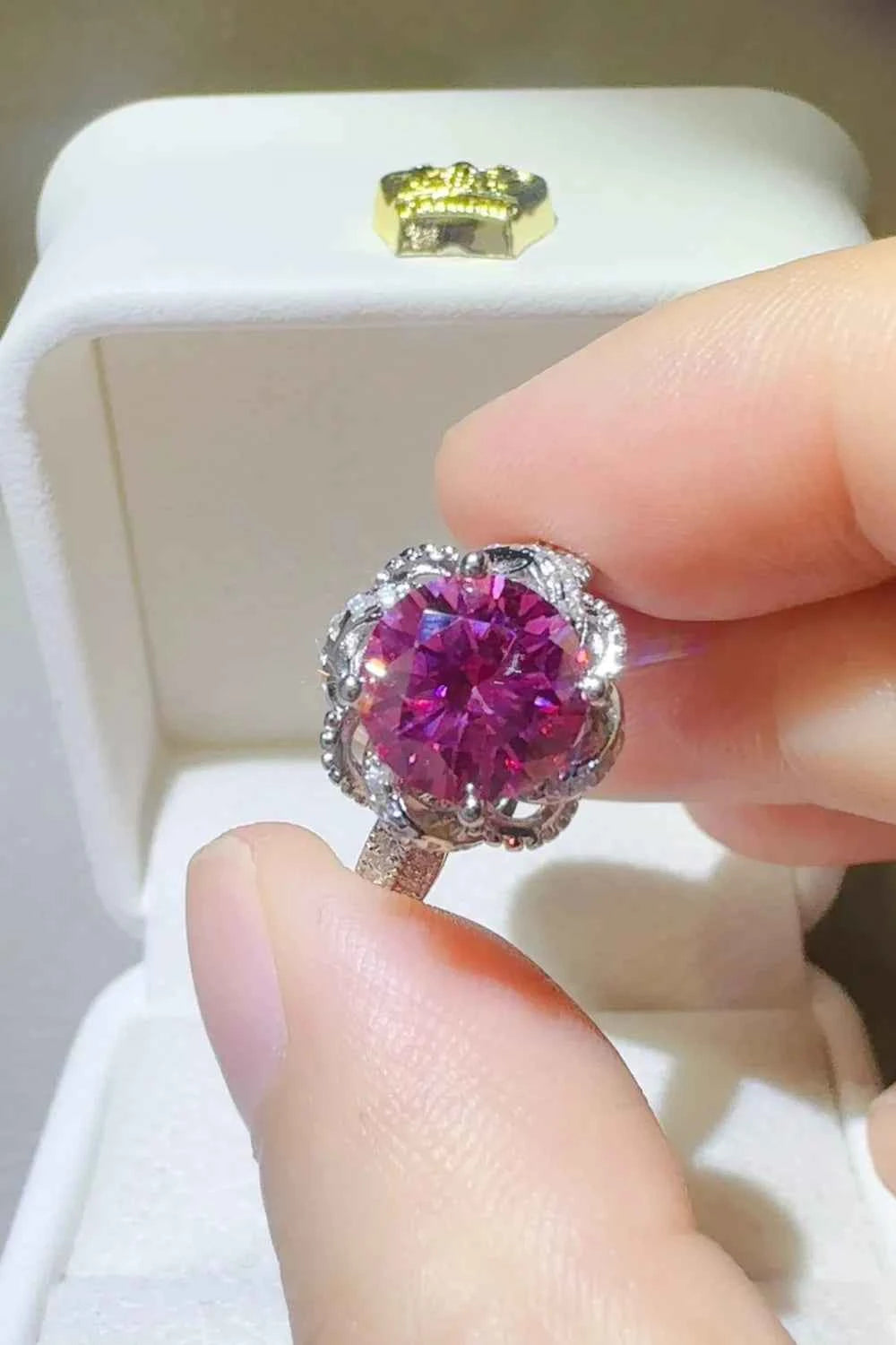 2 Carat Moissanite 925 Sterling Silver Flower Shaper Ring fc9b48ed-3d15-487b-ade7-21b64c052505-Max
