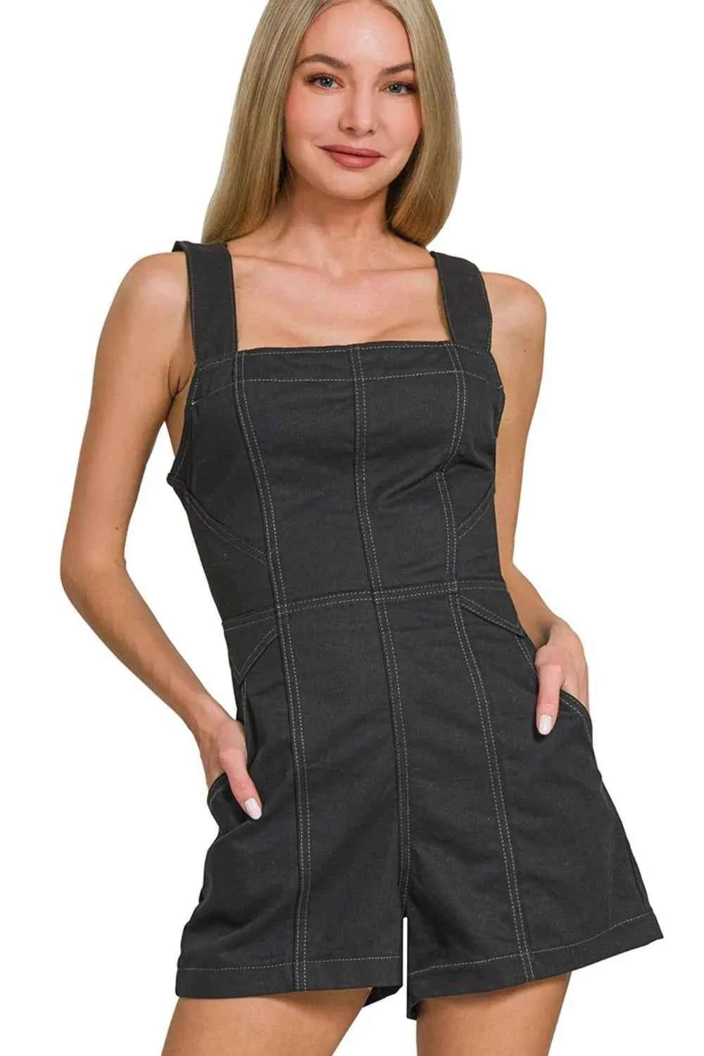 Zenana Tie Back Romper BLACK fca2bf66-6464-40e8-9f68-369eea24f0ee-Max-Origin