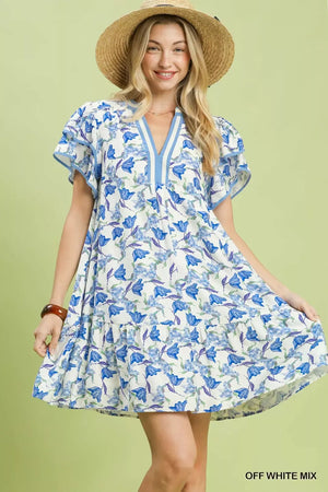 Floral Flutter Sleeve Tiered Dress OFF WHITE MIX fcac9244-faf0-49e7-86bb-67ac6e731a72-Max-Origin
