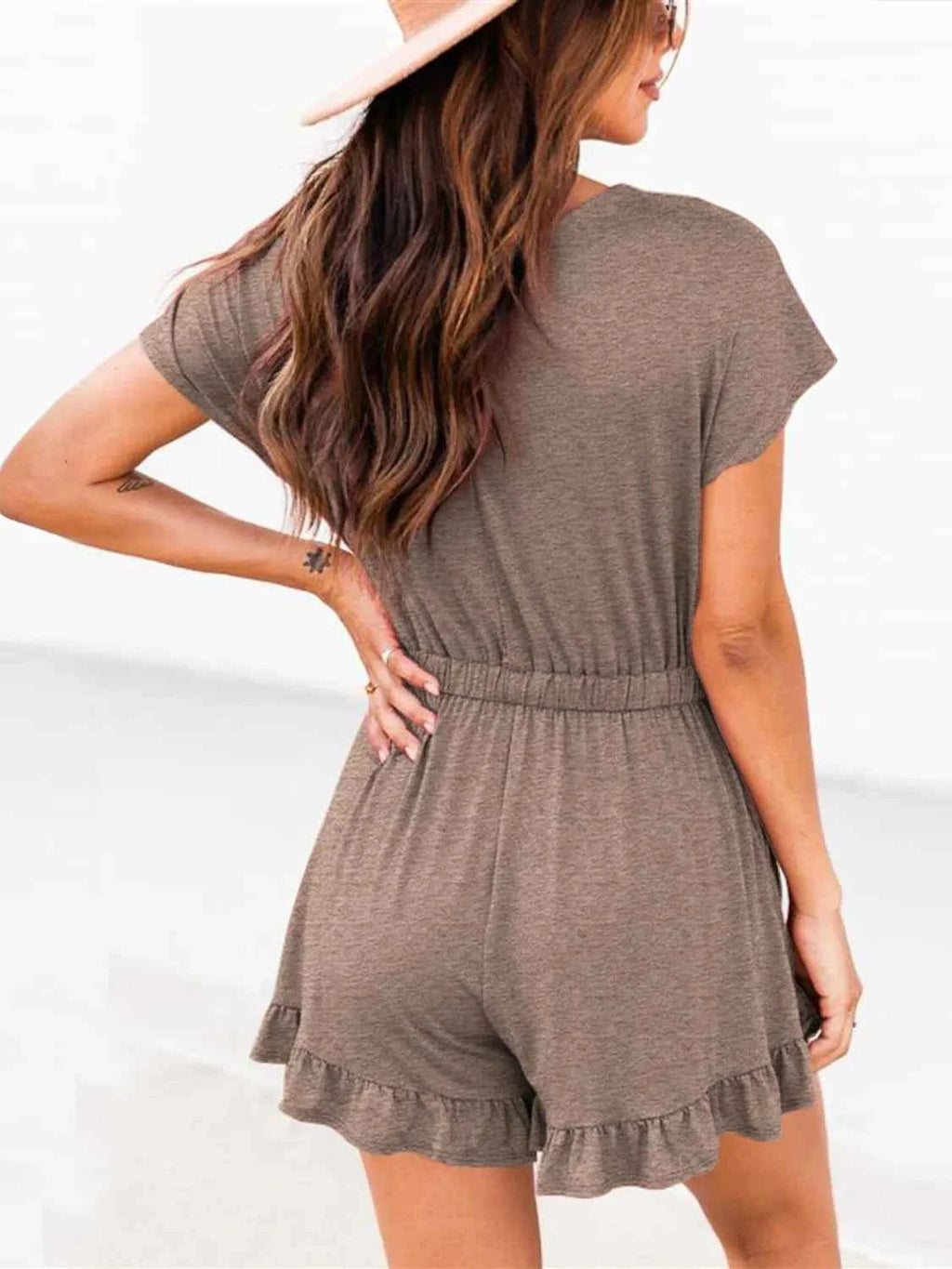 Ruffled Hem Round Neck Short Sleeve Romper fcade1e8-1f6c-4ffd-8b6a-11fbc02f4ebc-Max-Origin