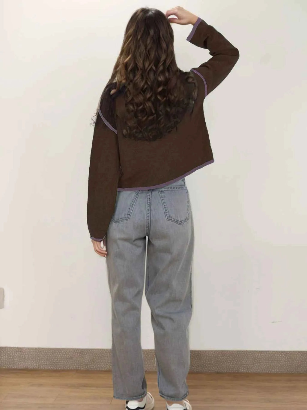 Button-Front Cardigan with Contrast Trim fcb62292e55749c1ac1fbffdc30d5f86-Max-Origin