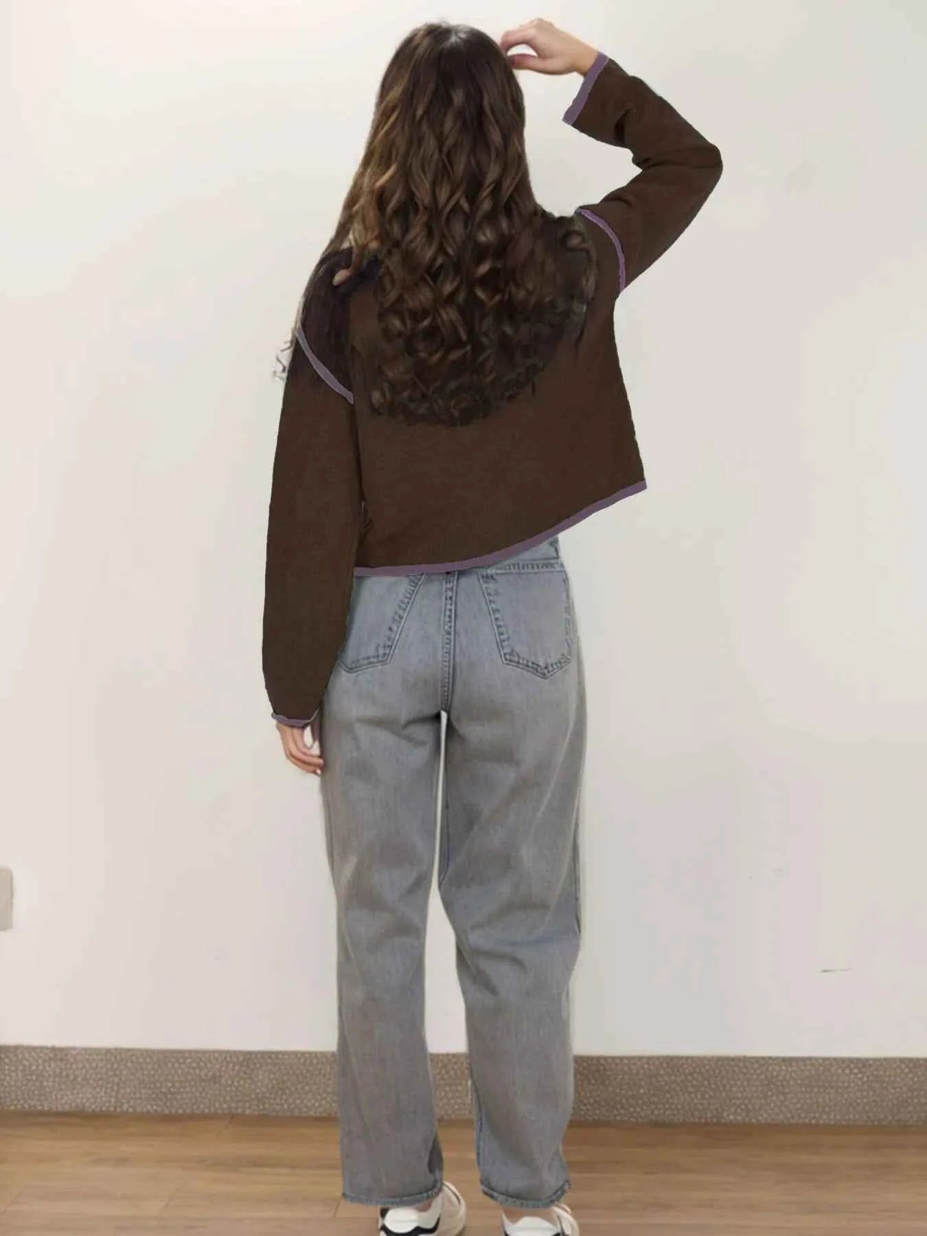 Button-Front Cardigan with Contrast Trim fcb62292e55749c1ac1fbffdc30d5f86-Max-Origin