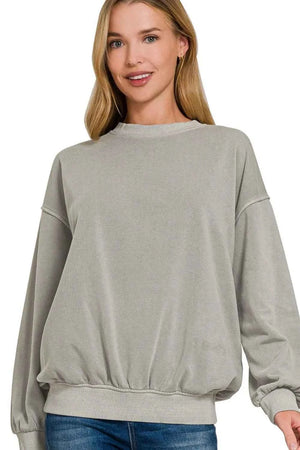 Soft Fleece Pigment Dye Round-neck Sweatshirts SLEET fcbd309d-2e0b-4be9-9535-6c237de05f0d-Max-Origin
