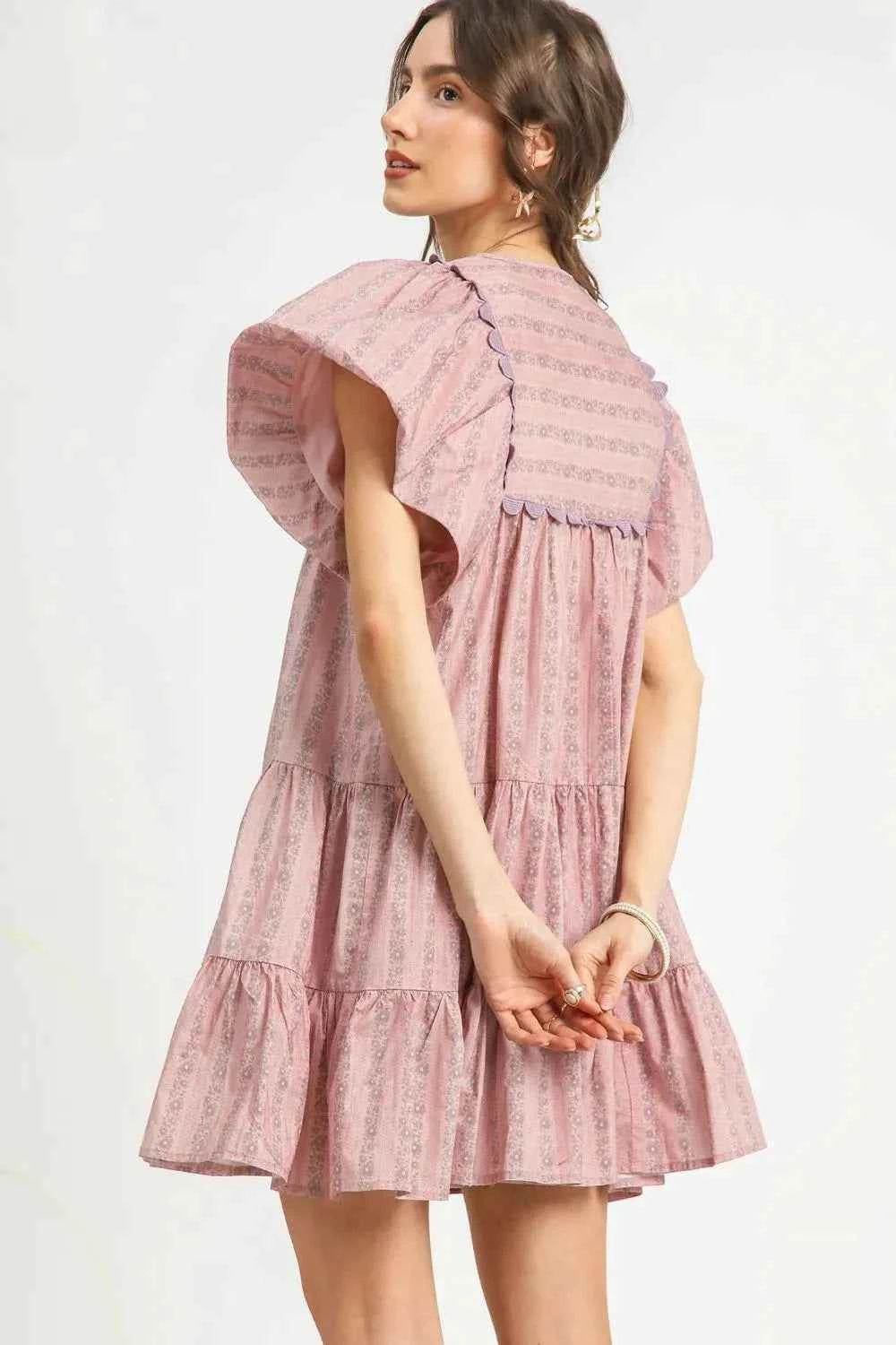 Floral Ruffled Cap Sleeve Tiered Mini Dress fcdbb846-ccac-4a94-800e-e70c42953e2c-Max-Origin
