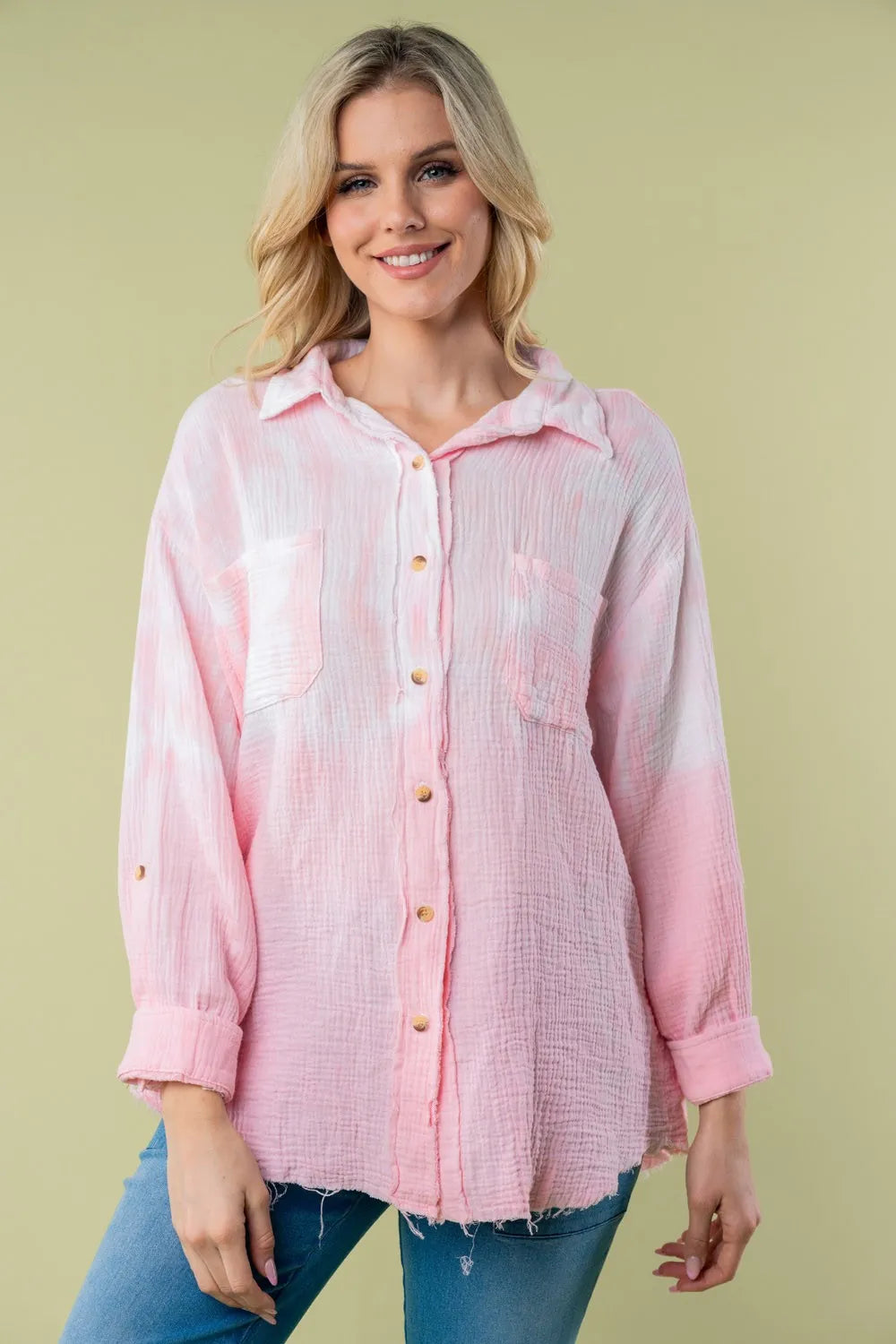 White Birch Full Size Long Sleeve Tie Dye Shirt fcecf607-6560-47f4-bf72-3777e24daae3-Max