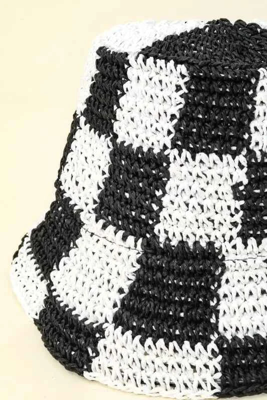 Fame Checkered Pattern Knit Bucket Hat fcfd0217-750b-4448-9460-68371e39f610-Max-Origin