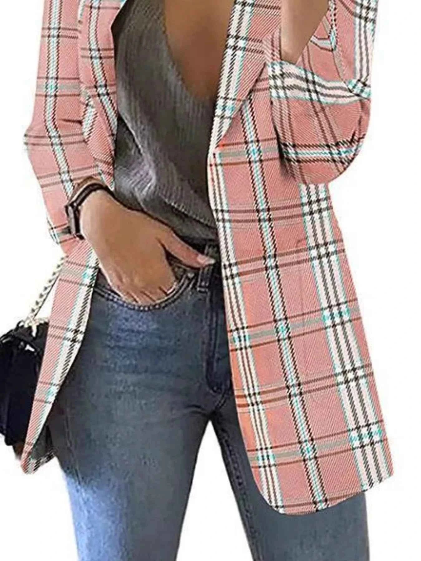 Plaid Lapel Collar Blazer fcff9104-61ea-4801-a0ff-45f04bb86a08-Max-Origin
