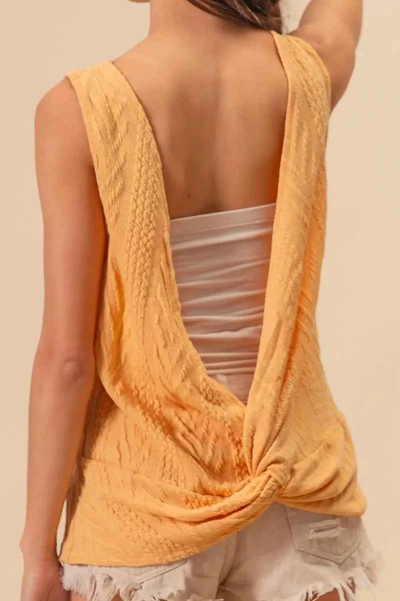 BiBi Textured Sweather Knit Twist Back Sleeveless Top fd084b13845f458cbee540be2ae6b8c5-Max-Origin