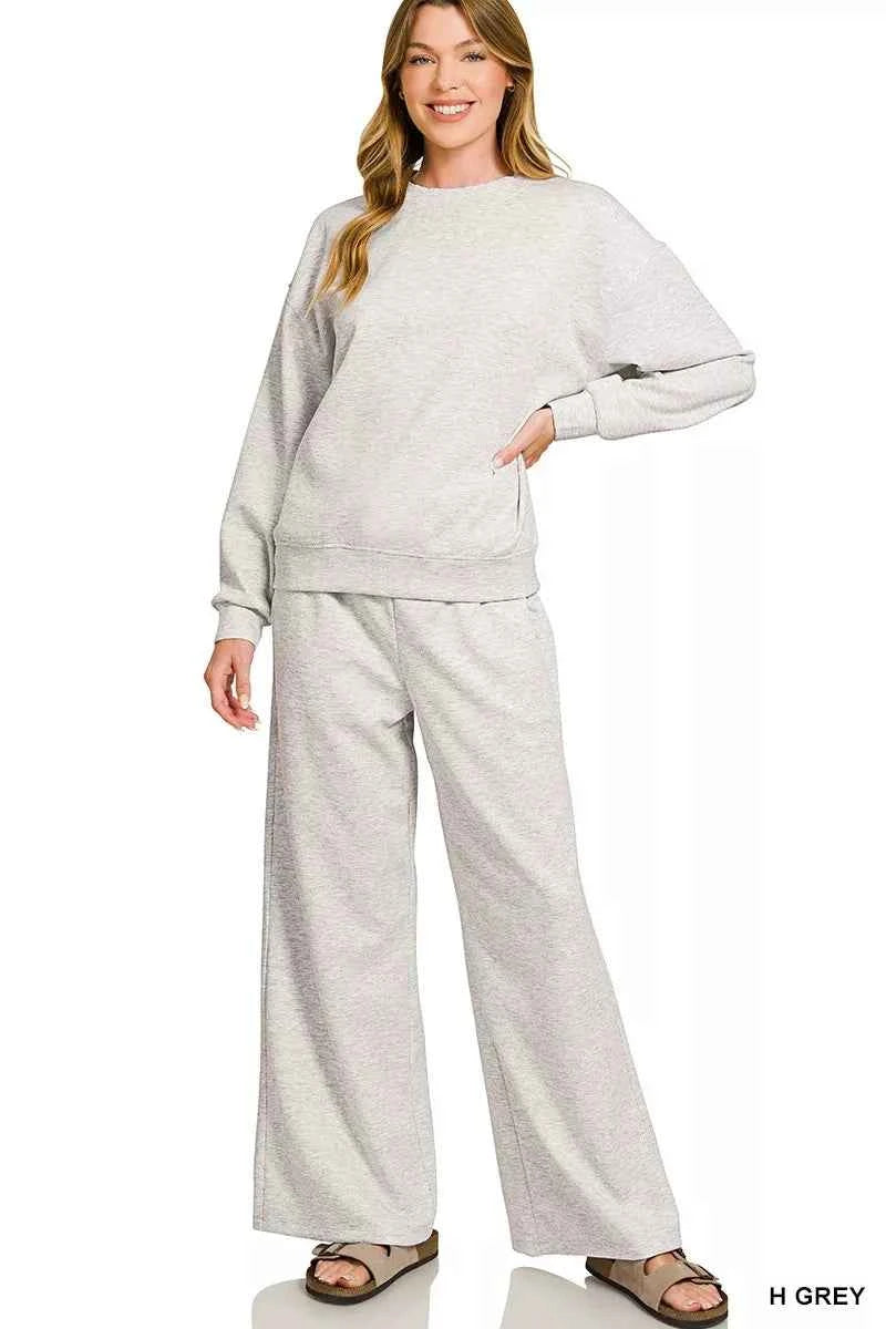 Zenana Scuba Crewneck Pullover and Pants Set H GREY fd0856df7584400aa4659e54ed205030-Max-Origin