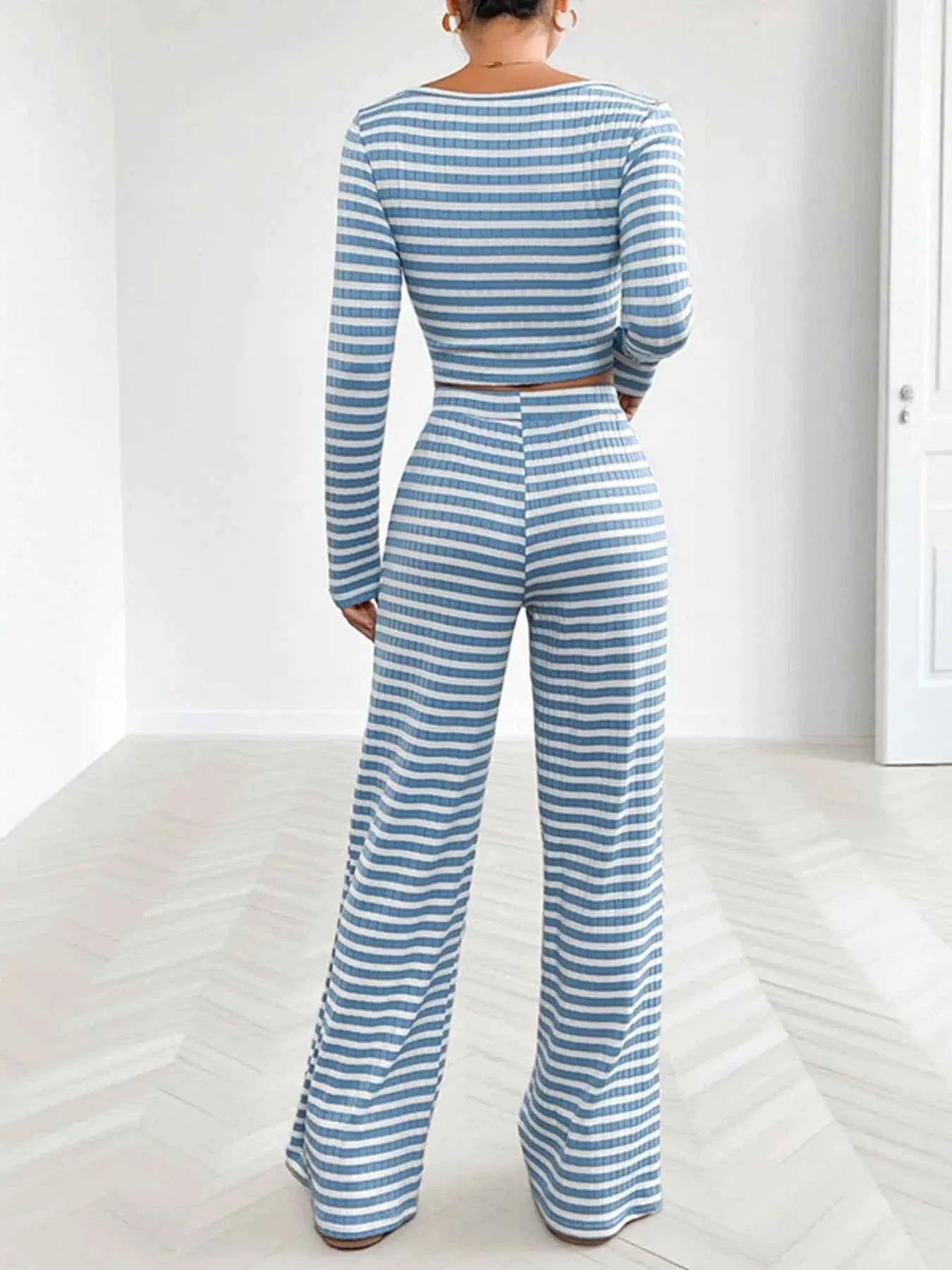 Striped Square Neck Long Sleeve Top and Pants Lounge Set fd0dfa214c5141418acd2010b5f5a006-Max-Origin