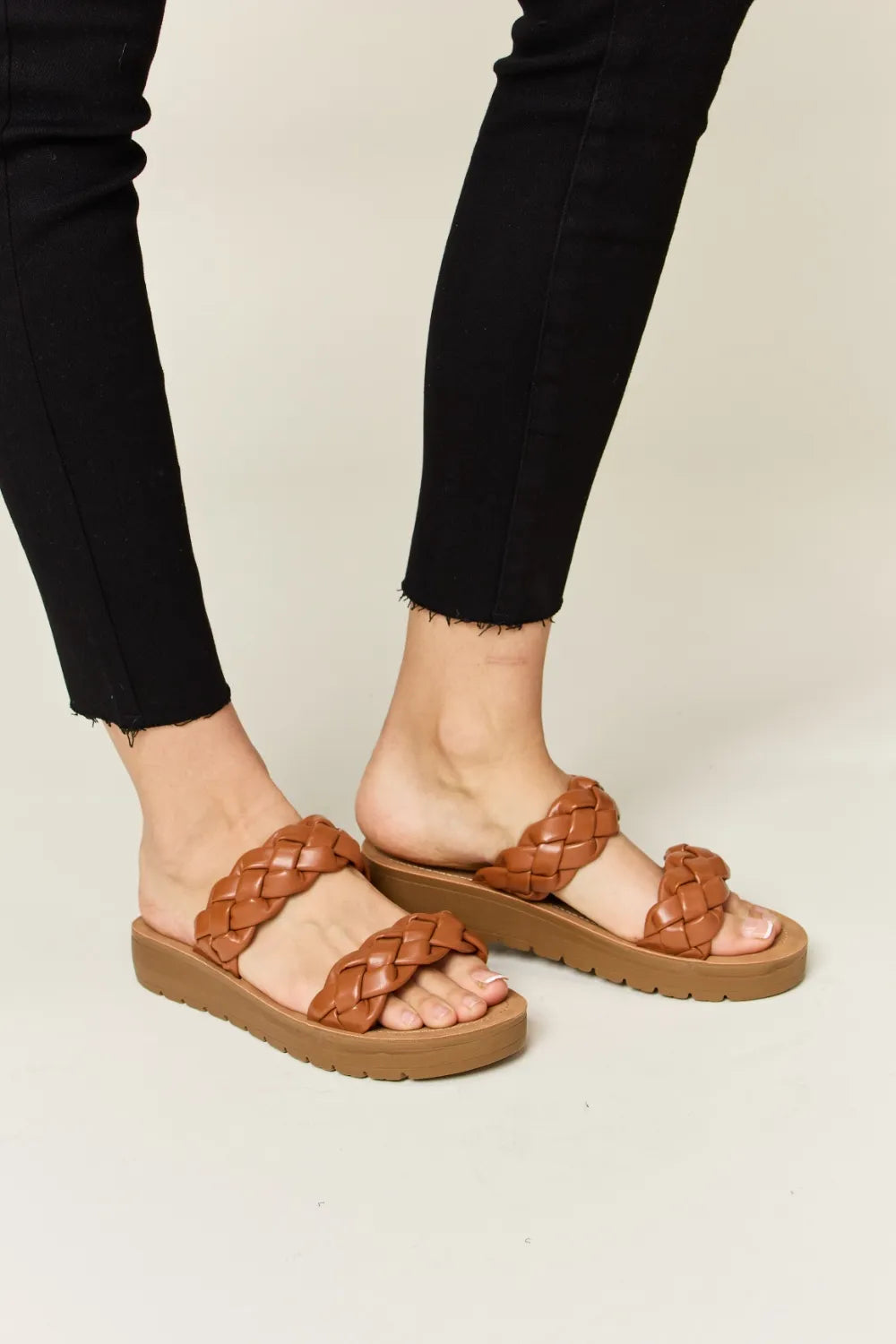 WILD DIVA Woven Dual Band Platform Sandals fd20861d-309c-4146-b583-c80b66f1a571-Max