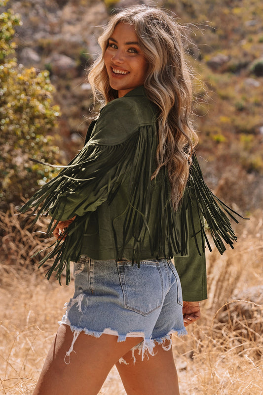 Green Cropped Fringe Faux Suede Jacket fd24ce3907d2001c_62539b45-6aff-4cc5-b28f-434b8b922608