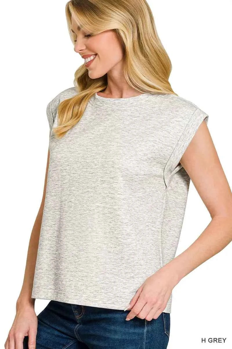 Zenana Scuba Round Neck Cap Sleeve Top H GREY fd252a05646d473bb041fcb7c25eecb9-Max-Origin