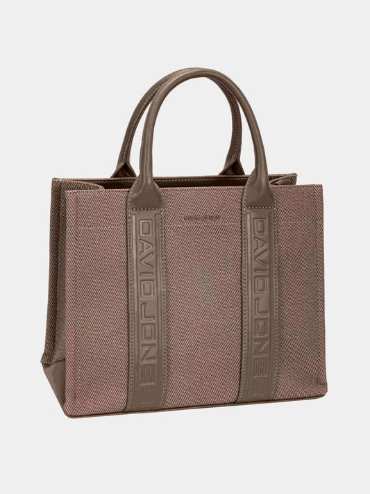 David Jones Canvas Tote Handbag with Contrast Leather Handles BITTER CHOCOLATE One Size fd2ecc5a-2eb4-4b50-bb4f-7763c37d2096-Max-Origin