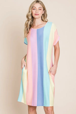 Women's Striped Short Sleeve Dress with Pockets Stripe fd323026-c789-4878-99bd-17f8846355f2-Max