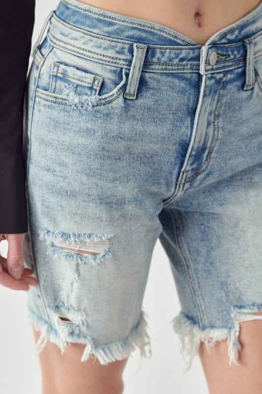 AT1037BML High Rise Bermuda Tulip Waistband Shorts fd38aff6-1ea6-4925-a81b-42c1f718637a