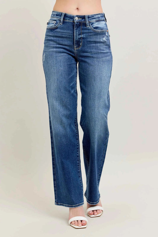 Judy Blue Full Size High Waist 90's Straight Leg Jeans Plus Size DK fd3a1e368084479a947d59f41fa323ba-Max-Origin