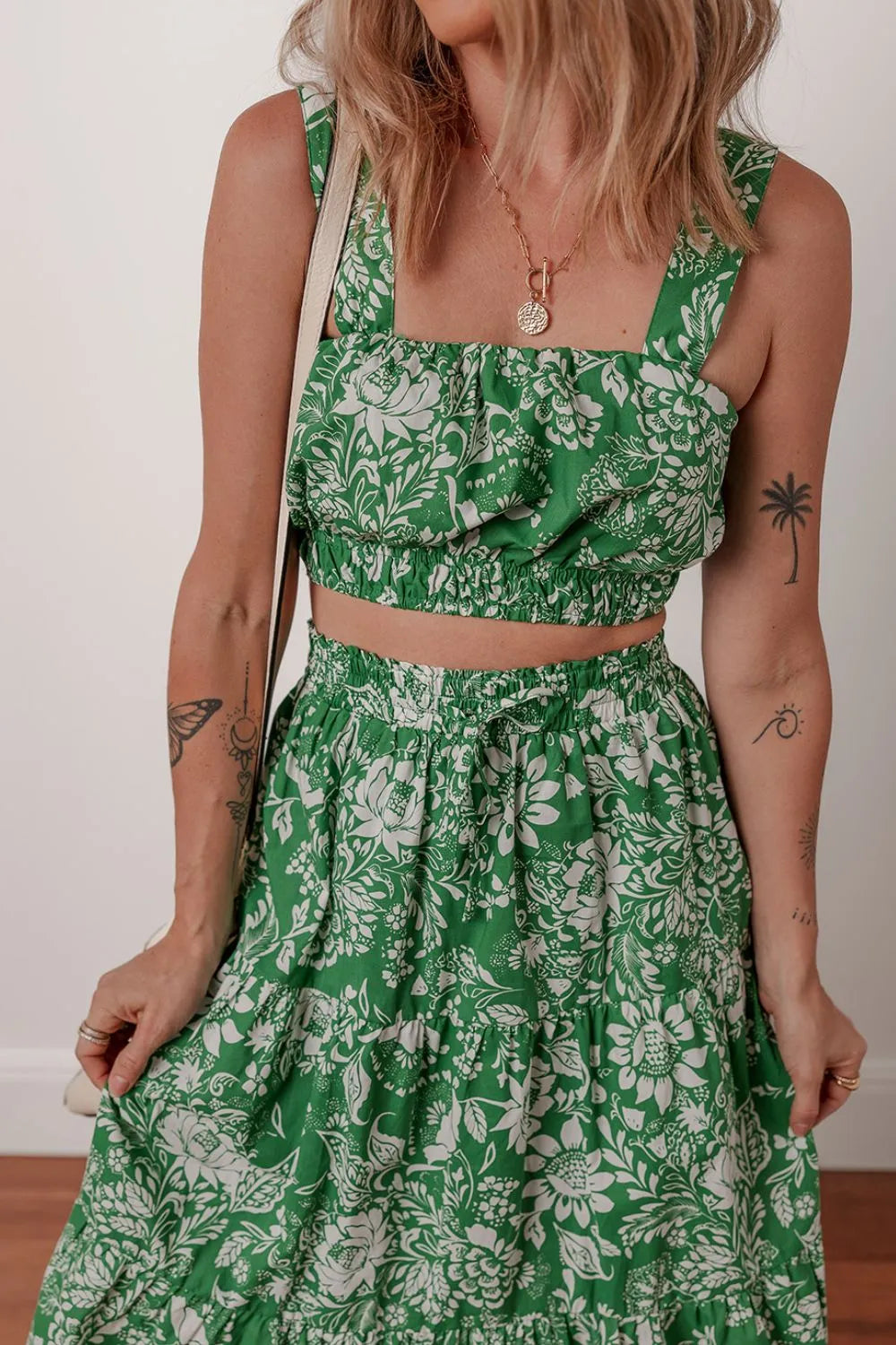 Floral Print Shirred Crop Top and Midi Skirt Set fd4022a0-5168-44a7-8761-5a6a6945f7c6-Max-Origin