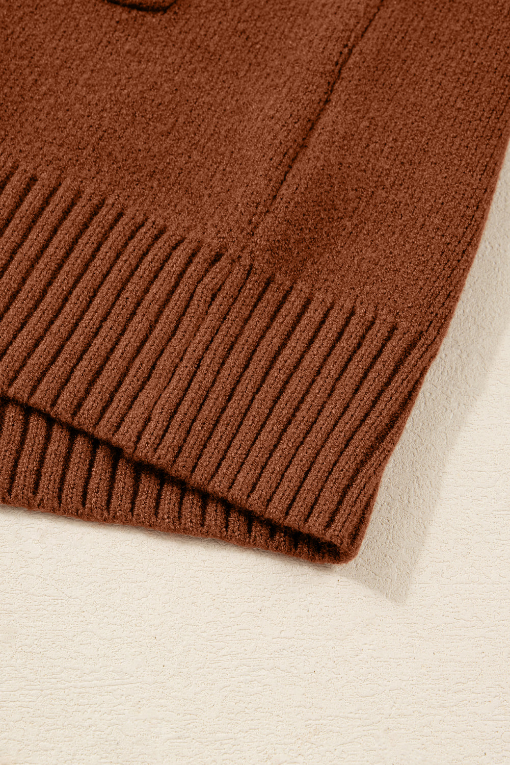 Chestnut Ribbed High Neck Front Pockets Center Seam Shift Sweater Dress fd4833d8a8017239