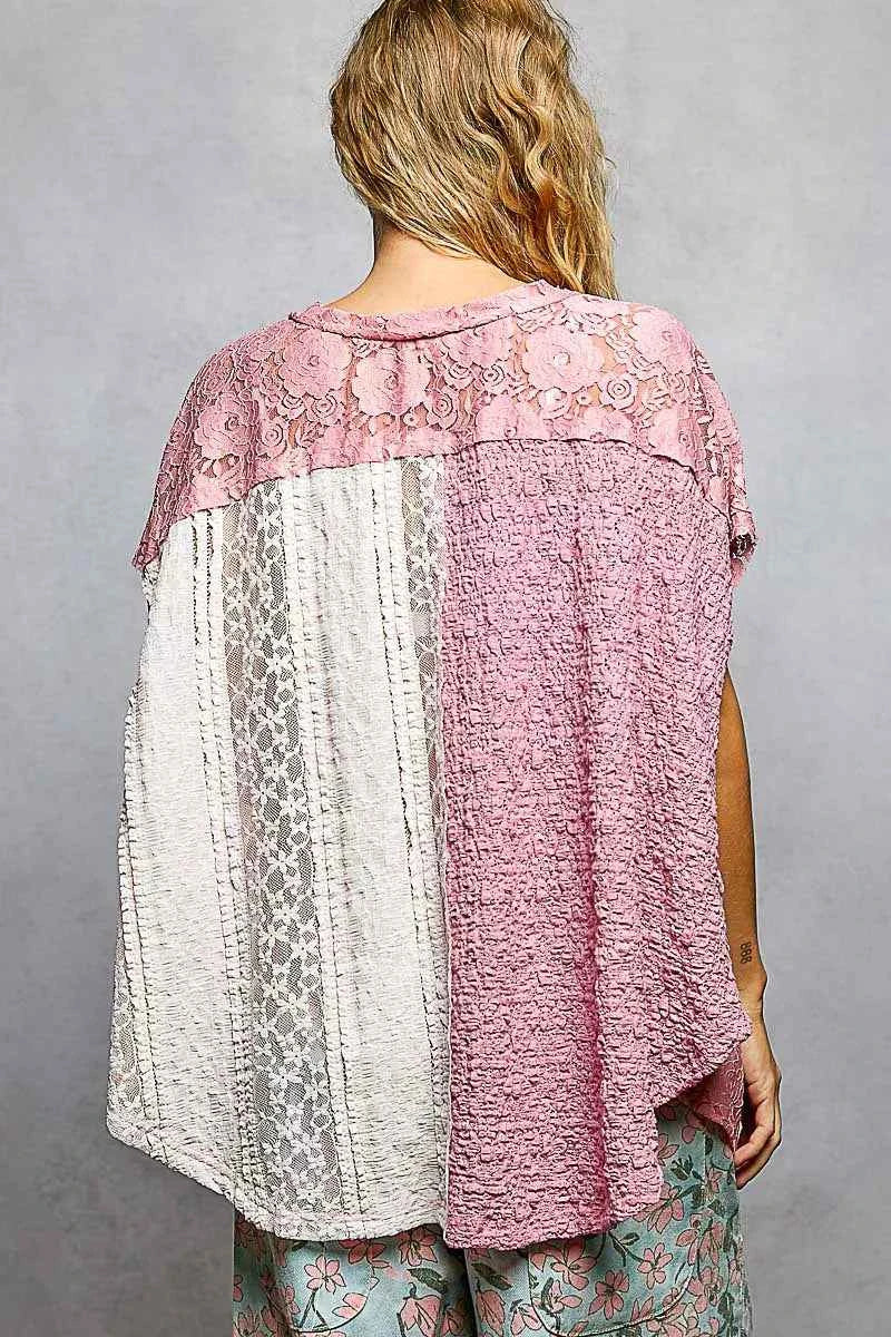 POL Asymmetrical V-Neck Short Sleeve Lace Top fd4ce27e-9d22-4d35-aaa8-80847a8537e5-Max-Origin