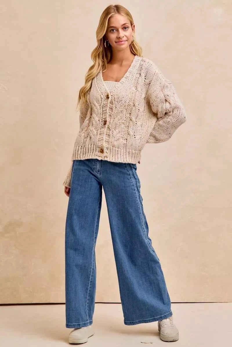 BiBi Wavy Side Edge Detail Lined Wide Leg Jeans fd4d239013534ea6bef94eb8eae73453-Max-Origin